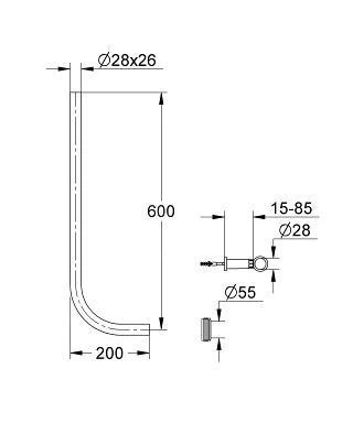 Grohe Toebehoren - Spoelbuis, Chroom 37107000 - Afbeelding 2
