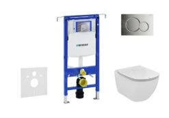 Geberit Duofix - Inbouwreservoir Voor Hangend Toilet Met SIGMA01 Bedieningsknop, Glanzend Chroom + Ideal Standard Tesi- Hangend Toilet En Wc-bril 111.355.00.5 NF2