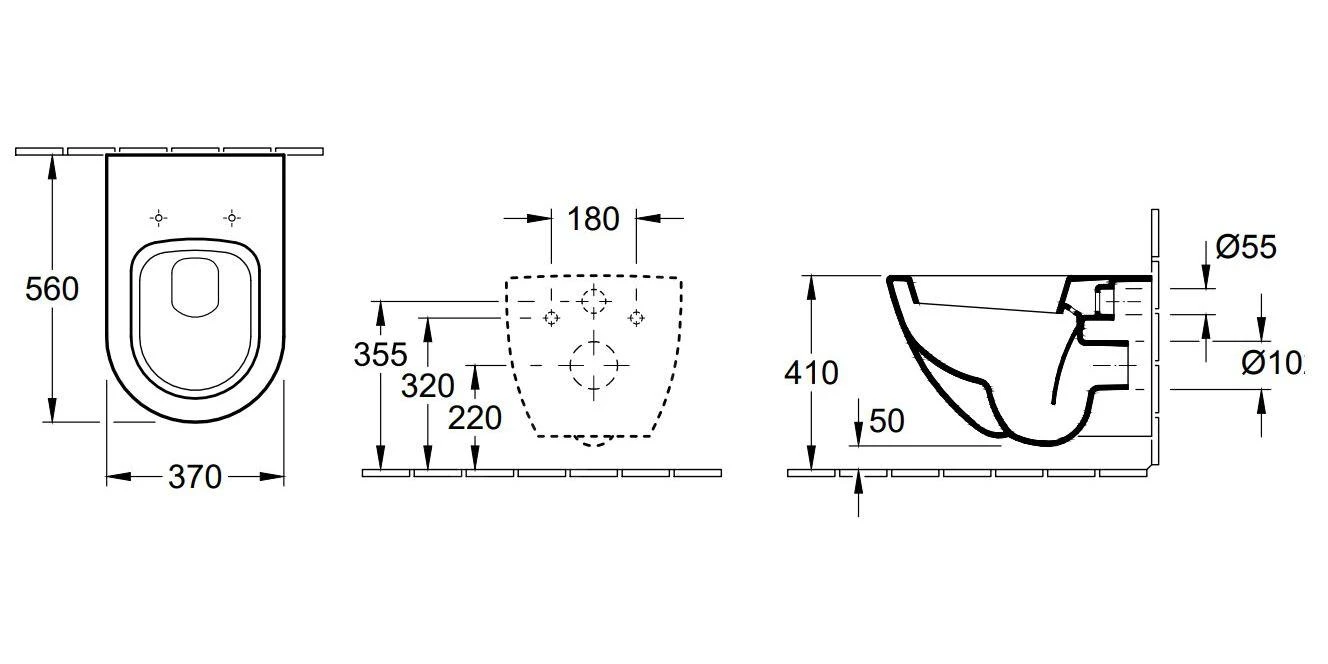 Villeroy & Boch Subway - Wandcloset, Afvoer Achteraan, DualFlush, CeramicPlus, Alpine Wit 660010R1 - Afbeelding 2