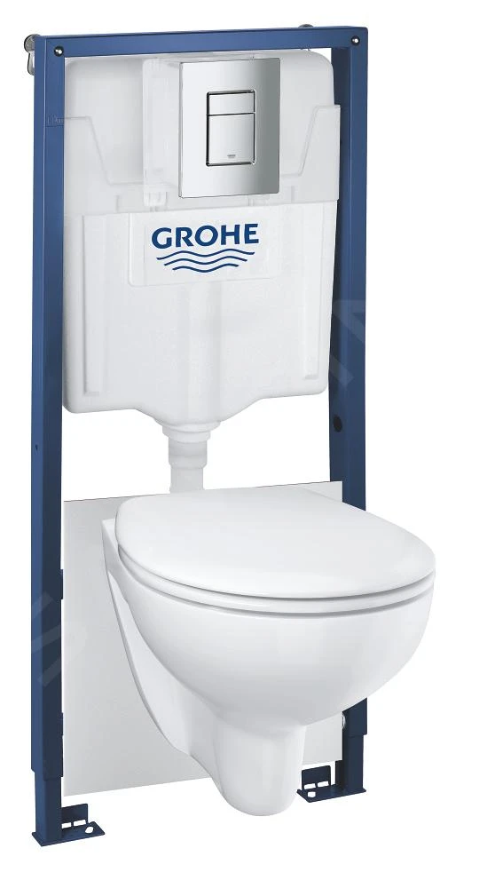 Grohe Solido - Voorwand Montageset, Bau Ceramic Toilet En Softclose Zitting, Skate Cosmopolitan Bedieningsplaat, Chroom 39586000