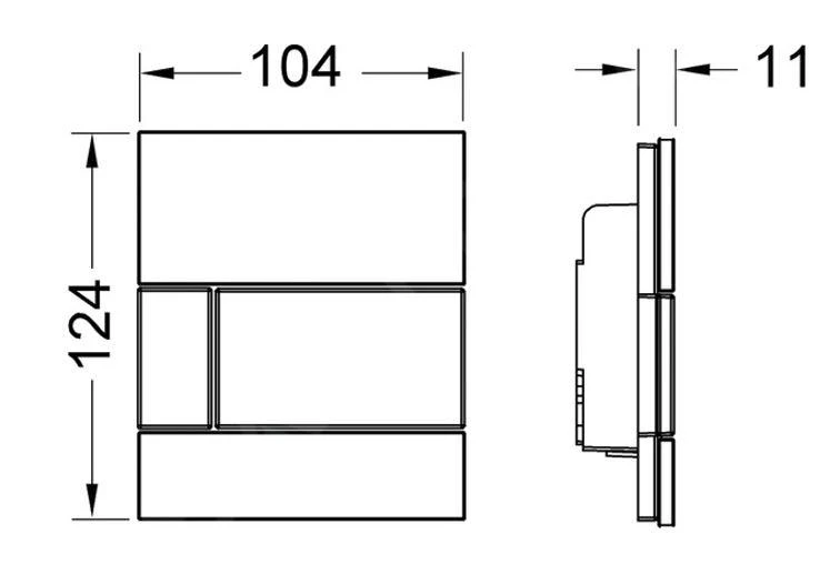 Tece TECEsquare - Urinoir Bedieningsplaat, Beschermlaag Tegen Vingerafdrukken, Zwart Glas/geborsteld Roestvrij Staal 9242806 - Afbeelding 2