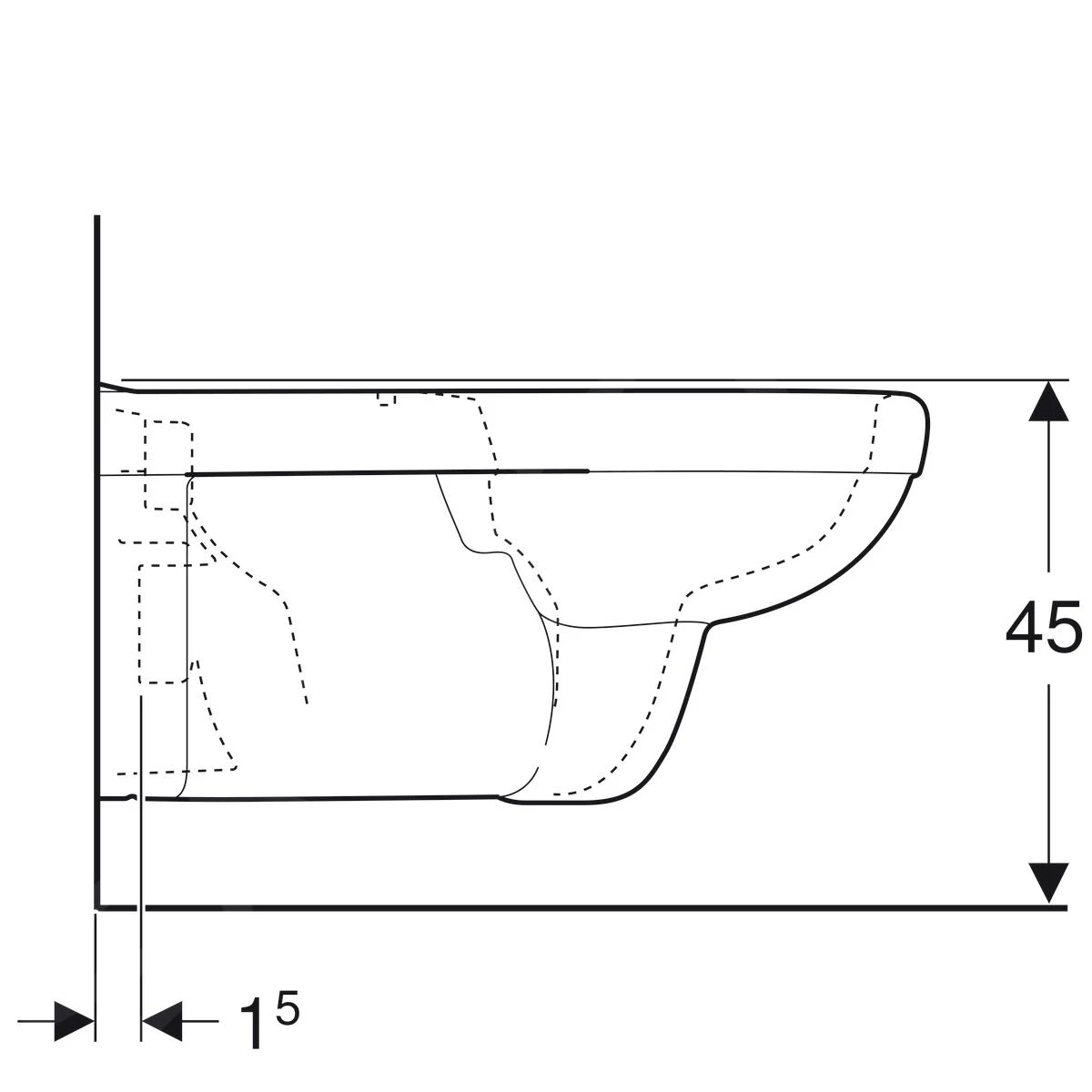 Geberit Selnova Comfort - Square Wandcloset, 700x390 Mm, Rimfree, Wit 500.791.01.1 - Afbeelding 4