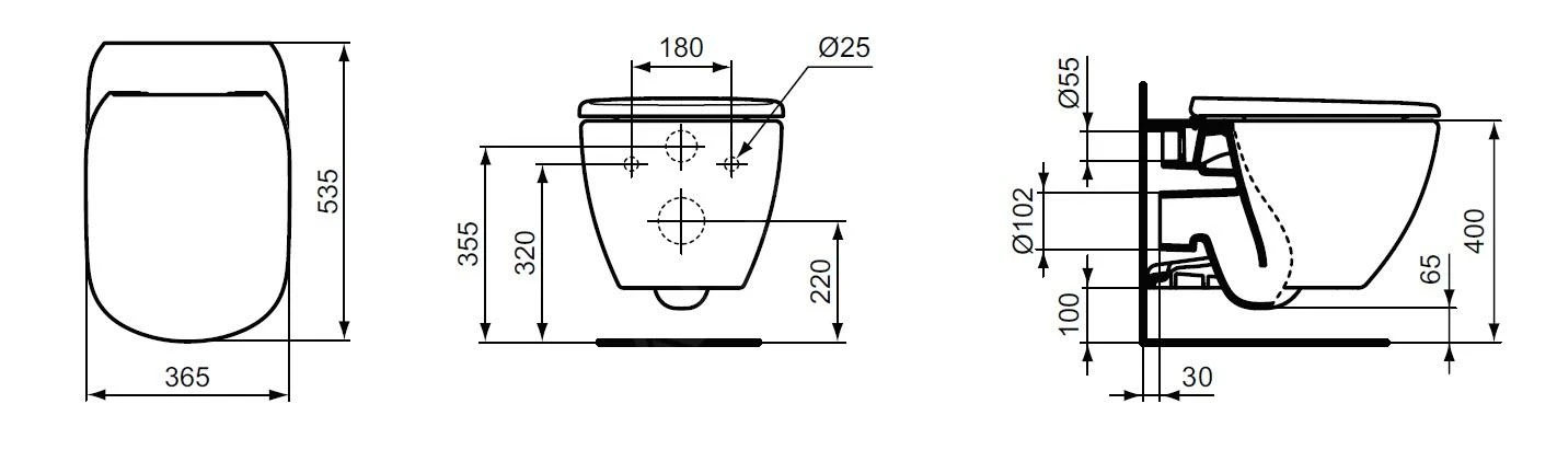 Ideal Standard Tesi - Hangend Toilet Met Wc Bril Overwrap SoftClose, AquaBlade, Wit T354801 - Afbeelding 2