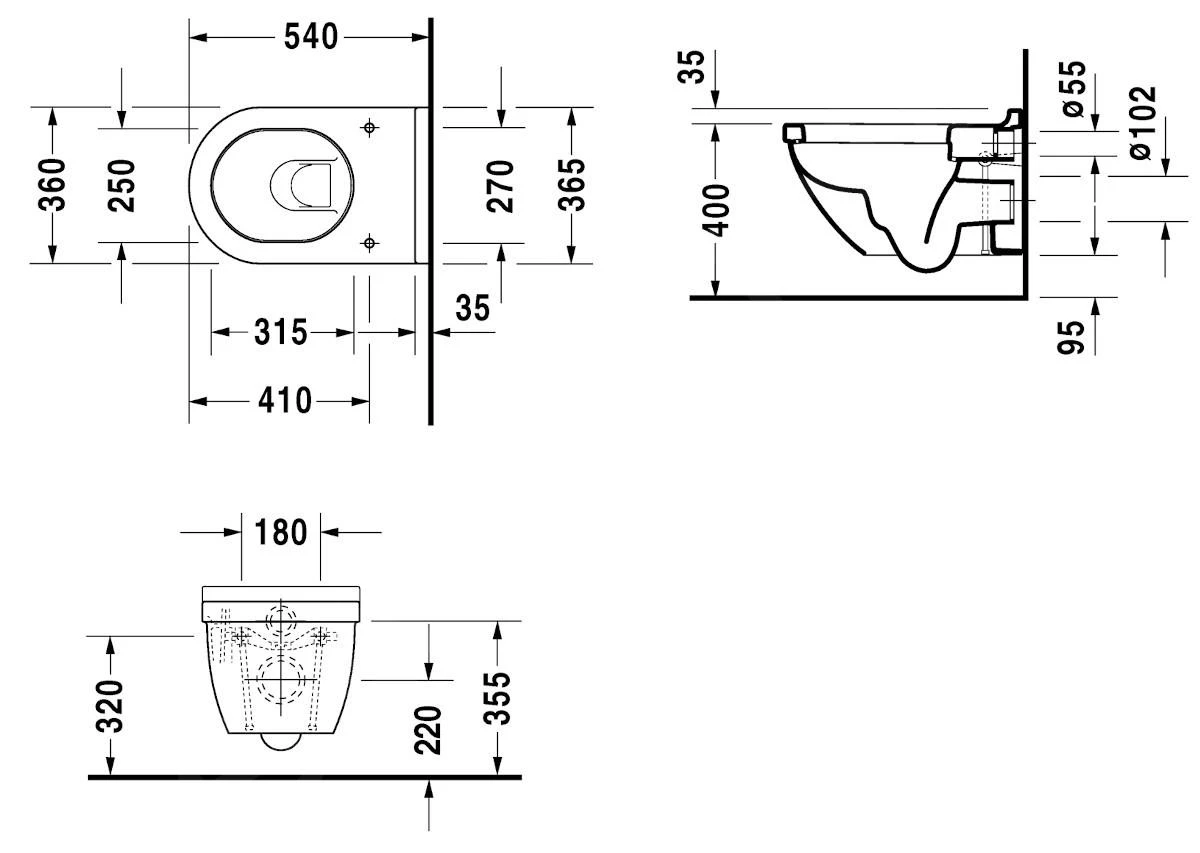 Duravit Starck 3 - Wandcloset, Met HygieneGlaze, Alpine Wit 2225092000 - Afbeelding 2