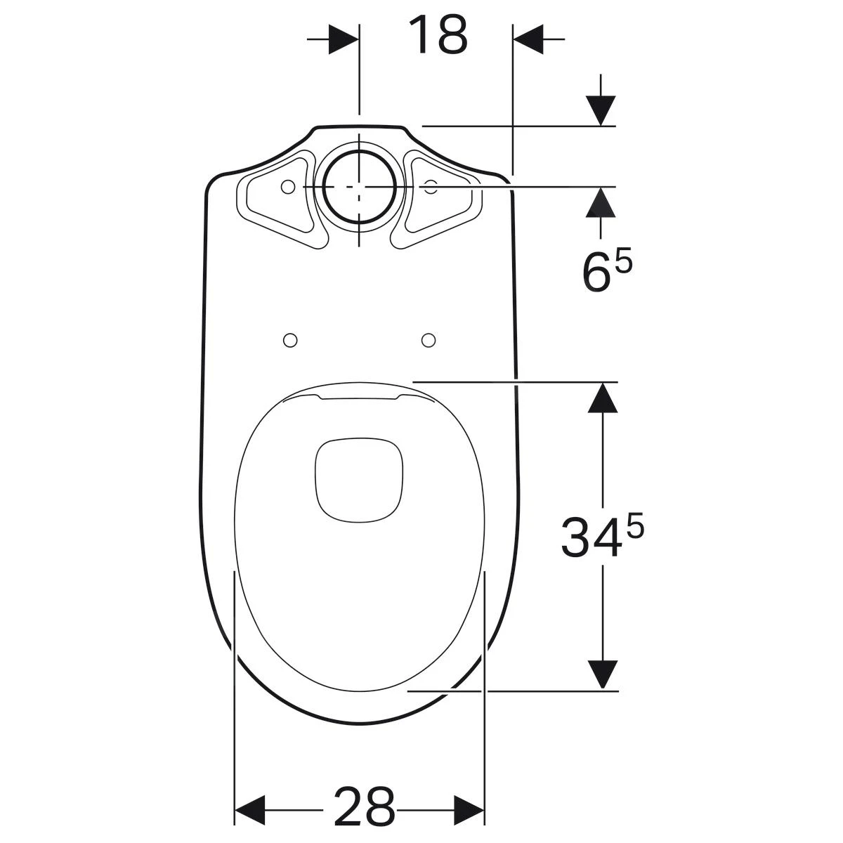 Geberit Selnova - Staande Toiletpot, Afvoer Achteraan, 680x360 Mm, Rimfree, Wit 500.285.01.1 - Afbeelding 2