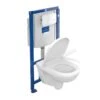 Villeroy & Boch O.novo - ViConnect Voorwandinstallatie Set, Toiletpot Inclusief Wcbril, DirectFlush, SoftClosing, E200 Spoelknop, Wit 5660D301