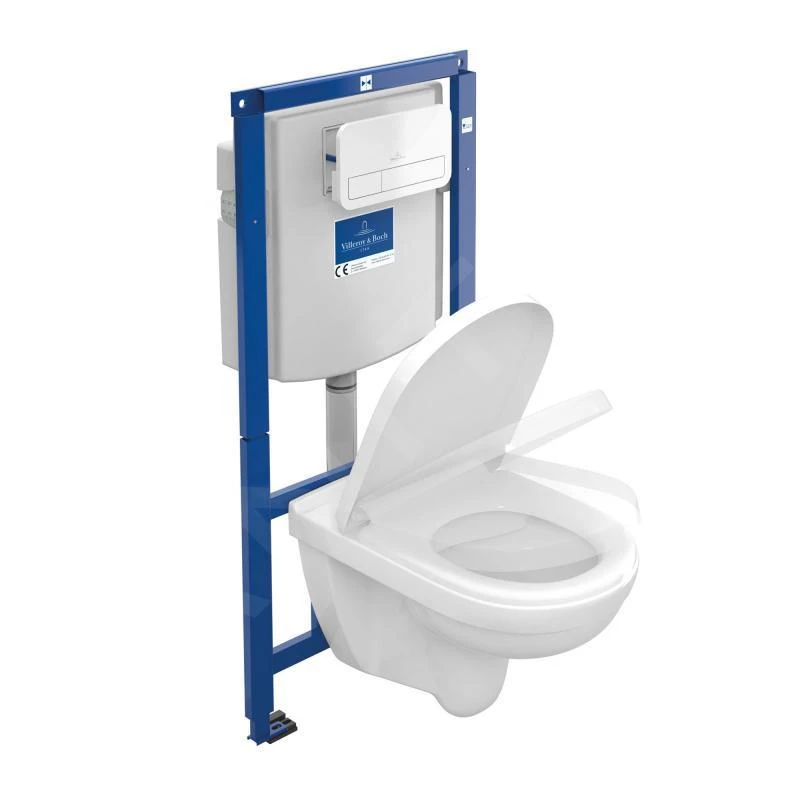 Villeroy & Boch O.novo - ViConnect Voorwandinstallatie Set, Toiletpot Inclusief Wcbril, DirectFlush, SoftClosing, E200 Spoelknop, Wit 5660D301