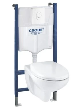 Grohe Solido - Toiletset Met Hangend Toilet + Softclose Wc Bril, Rimless, Skate Air Drukknop, Alpine Wit 39398000
