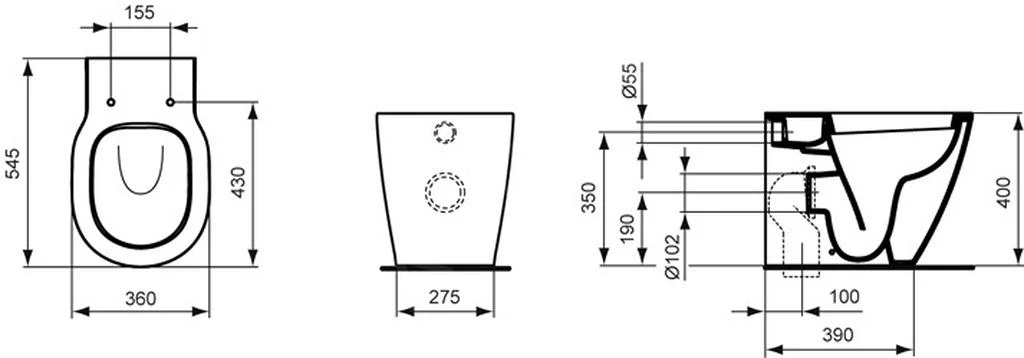 Ideal Standard Connect - Staand Toilet, Diepspoel, Horizontale Afvoer H/PK, Met Ideal Plus, Wit E8231MA - Afbeelding 2