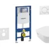 Geberit Duofix - Inbouwreservoir Voor Hangend Toilet Met SIGMA01 Bedieningsknop, Alpine Wit + Villeroy Boch - Hangend Toilet En Wc-bril, DirectFlush, SoftClose, CeramicPlus 111.300.00.5 NB1