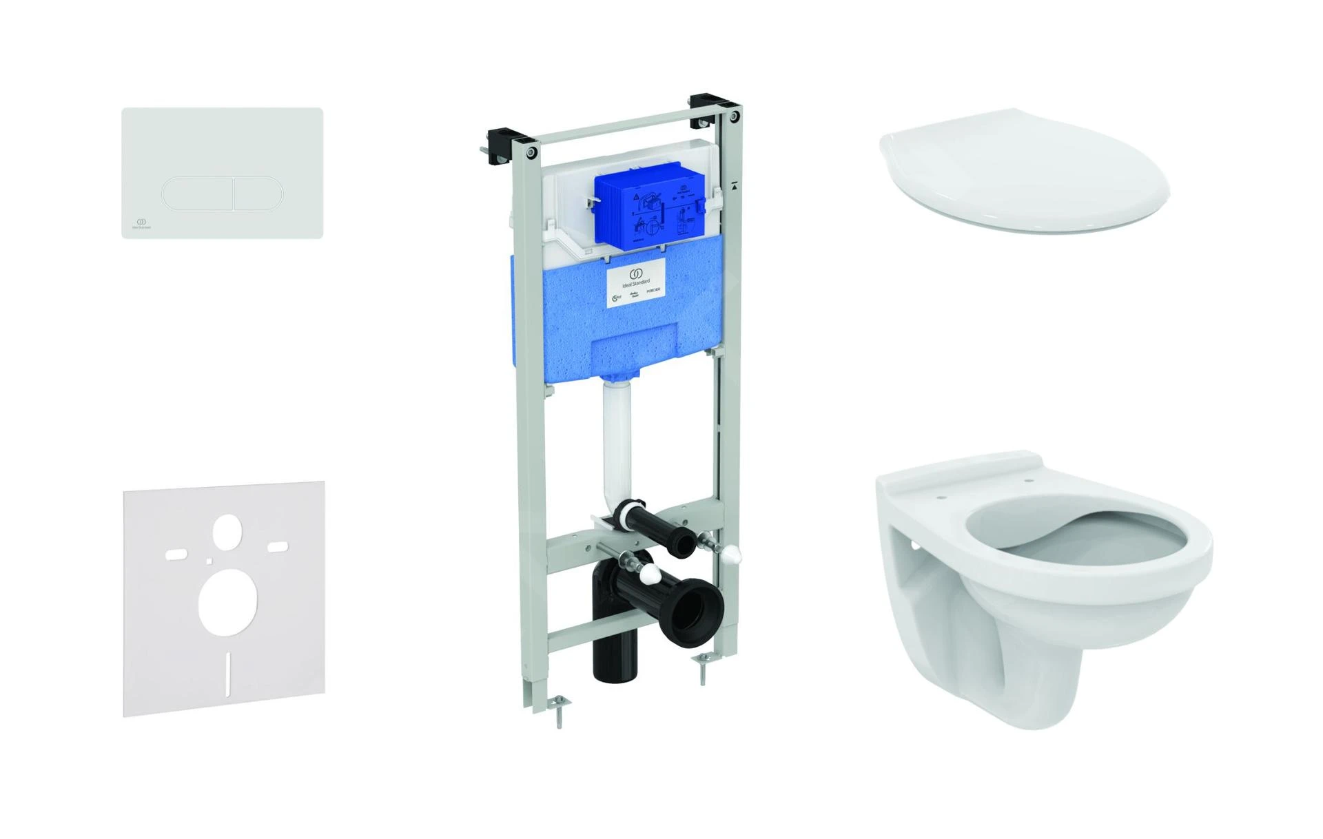 Ideal Standard ProSys - Toiletset - Inbouwreservoir, Closet Alpha Met WC-zitting, Oleas M1 Bedieningsplaat, Wit ProSys120M SP34