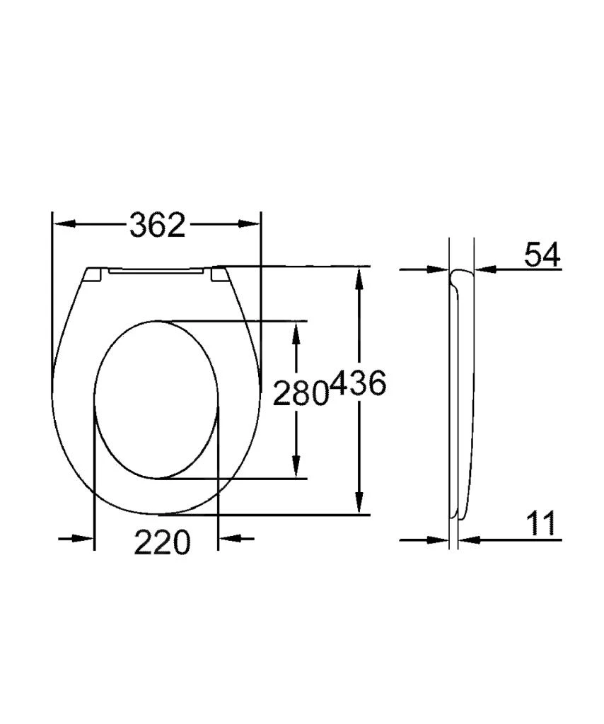 Grohe Bau Ceramic - Closetzitting, Duroplast, Wit 39492000 - Afbeelding 2
