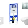 Geberit Duofix - Toiletset Met Sigma30 Bedieningsplaat, Mat Chroom/chroom + Duravit D-Code Hangend Toilet En Wc Bril, Rimless, SoftClose 111.355.00.5 NH7