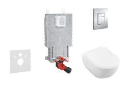 Grohe Uniset - Complete Toiletset, Wand-wc + Subway Toiletzitting, Direct Flush, Softclose, Ceramic Plus + Bedieningsplaat Skate Cosmo, Chroom 38643SET-KI