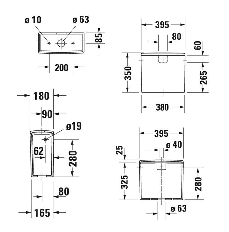 Duravit Soleil By Starck - Spoelreservoir, Zijwaterinlaat, DualFlush, WonderGliss, Wit 09450000051 - Afbeelding 2