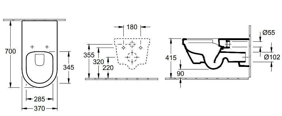 Villeroy & Boch Architectura - Vita Hangend Toilet, 370x700 Mm, Alpine Wit 5649R001 - Afbeelding 2