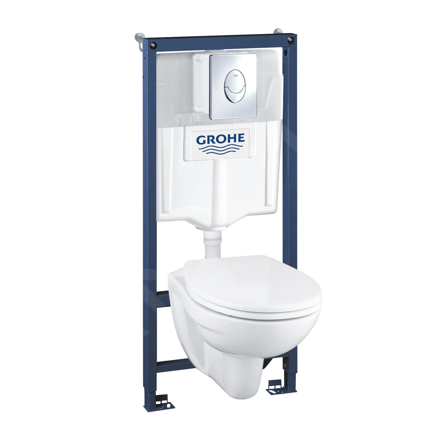 Grohe Solido - Complete Toiletset Met Inbouwreservoir, Hangtoilet En Softclose Wc Bril, Skate Air Bedieningsplaat, Chroom 39192000