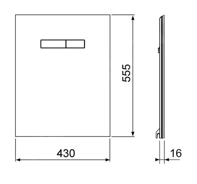 Tece TECElux - Bovenste Bedieningsglasplaat Met Handmatige Bediening, Zwart Glas/zwart 9650005 - Afbeelding 2