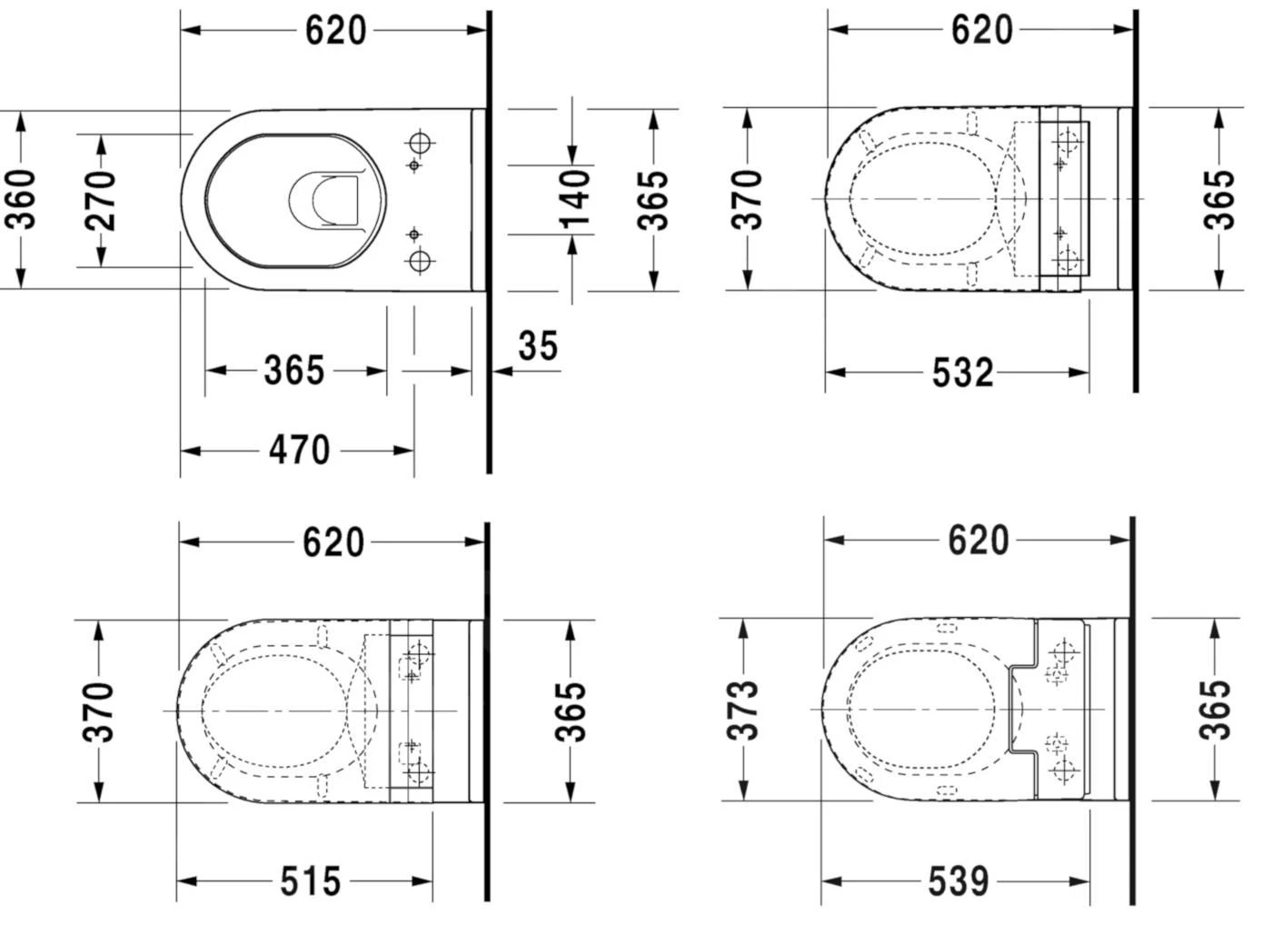 Duravit Starck 3 - Wandcloset Voor SensoWash, Met HygieneGlaze, Alpine Wit 2226592000 - Afbeelding 2