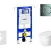 Geberit Duofix - Toiletset Met Sigma01 Bedieningsplaat, Glanzend Chroom + Duravit ME By Starck Hangend Toilet En Wc Bril, Rimless, SoftClose 111.355.00.5 NM2